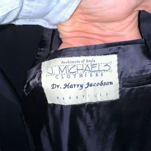 Navy Oxxford Clothes Bespoke 3 Roll 2 Suit Jacket Size 46R - Picture 3 of 11